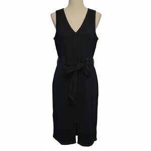 Nina Leonard Navy Midi Dress with Belt